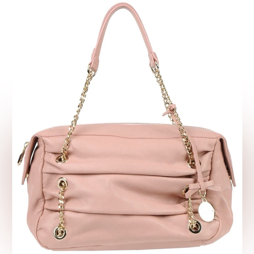 RED VALENTINO Leather Tote Bag Logo Chain Handles Zipped New with defects
